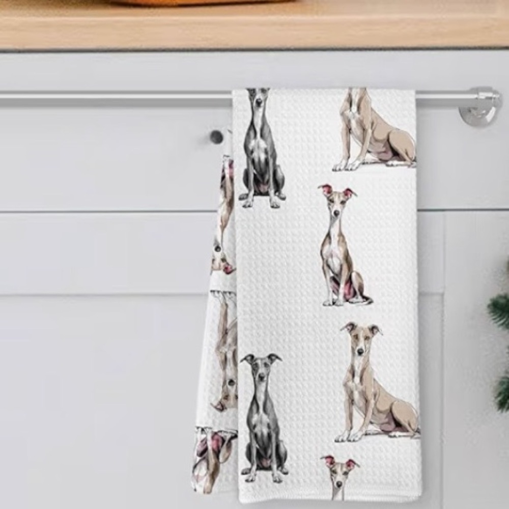 NWT/SET of TWO/DOG LOVERS/Greyhound Kitchen/Tea Towels/W-16 X L-24 Inches - Picture 8 of 9